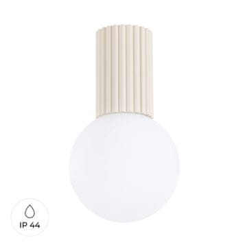 SOLLUX lighting Moderna bež stropna svetilka z žlebljenim vzorcem in belo stekleno kroglo za kopalnico ali hodnik 1xG9 8W IP44 HALO Sollux Lighting