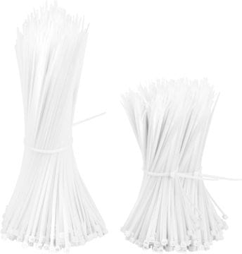 shumee Najlonske kabelske vezice, bele, 2 velikosti, 1500 kosov
