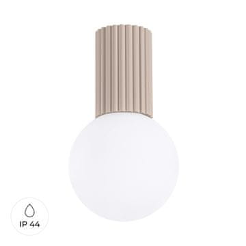 SOLLUX lighting Moderna stropna svetilka v barvi taupe z utorjenim ohišjem in belo stekleno kroglo za kopalnico ali hodnik 1xG9 8W IP44 HALO Sollux Lighting