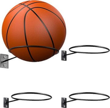 shumee Stenski nosilec za kroglice, univerzalni kovinski, črne barve, komplet 4 kosov