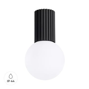 SOLLUX lighting Moderna stropna svetilka, črno utorjeno ohišje, bela steklena krogla za kopalnico, hodnik, 1xG9 8W IP44, HALO Sollux Lighting