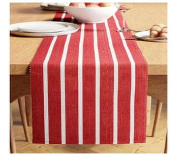 shumee Dekorativni tekač za mizo z rdečimi in belimi črtami, 32 x 250 cm