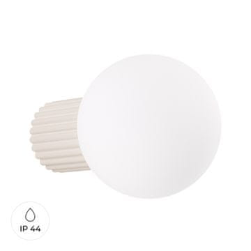 SOLLUX lighting Moderna bež stenska svetilka z žlebljenim steklenim ohišjem in belo kroglo za kopalnico ali hodnik 1xG9 8W IP44 HALO Sollux Lighting