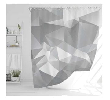 shumee Tekstilna zavesa za tuš s sivimi in belimi vzorci 180x180 cm + kavlji