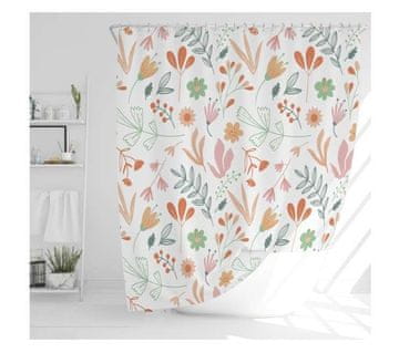 shumee Zavesa za tuš iz poliestra s cvetjem 180 x 180 cm + kavlji