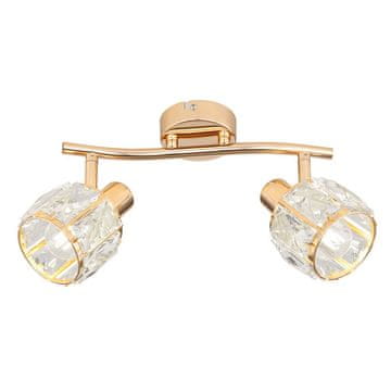 shumee Dvojna glamurozna stropna svetilka za dnevno sobo, spalnico, rožnato zlato, dekorativni stekleni senčniki, kristali, 2xE14 40W DUBAI Candellux