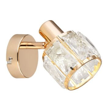 shumee Glamurozna stenska svetilka za dnevno sobo, spalnico, zlata, dekorativni senčnik, stekleni kristali, 1xE14 40W DUBAI Candellux