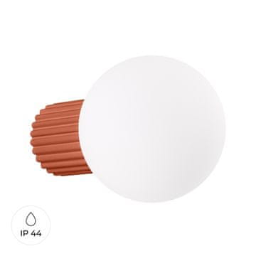 shumee Moderna stenska svetilka, rdeča oker, utorjeno ohišje, steklena bela krogla, za kopalnico, hodnik, 1xG9 8W IP44, HALO Sollux Lighting