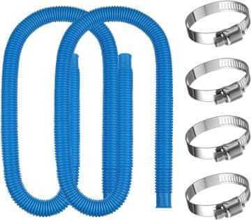 shumee Cev za bazen 32 mm s 4 objemkami za cevi Komplet 2 kosov 1,5 m Barva Modra