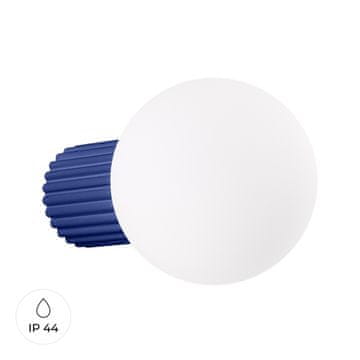 shumee Moderna ultramarinska stenska svetilka z utorjenim ohišjem in belo stekleno kroglo za kopalnico ali hodnik 1xG9 8W IP44 HALO Sollux Lighting