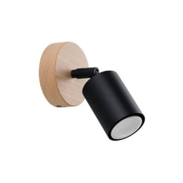 SOLLUX lighting Stenska svetilka črna reflektor z lesenim bralnim stojalom VERDO 1xGU10 10W SL.1290 Sollux Lighting