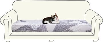 shumee Raztegljiva prevleka za kavč z belim geometrijskim vzorcem, za 4 osebe, 170-210 cm