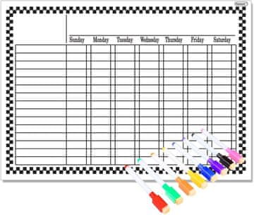 shumee Tedenski planer z magnetno tablo za suho brisanje z markerji v angleščini