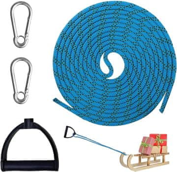 shumee Ročaj za vleko sani z vponko, 4 metre, modre barve