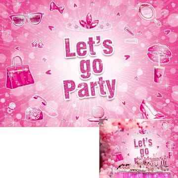 shumee Roza ozadje Let's Go Party Fashion Girls Bleščeče ozadje 2,1 x 1,5 m