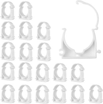 shumee Zaklepne plastične cevne objemke, bele, komplet 20 kosov