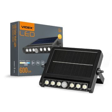 VIDEX Solarna LED stenska svetilka črne barve s senzorjem gibanja 600lm IP54 WLSO Videx