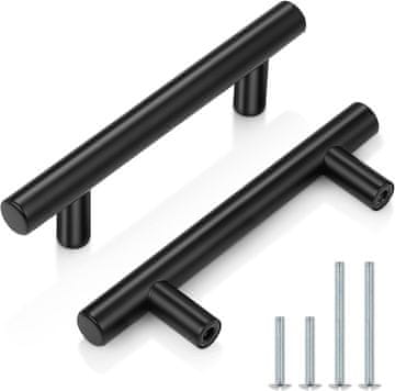 shumee Ročaj za predale omaric, kovinski, črni, 5 kosov, 127 mm