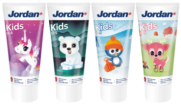 shumee Zobna pasta Jordan Kids za otroke, stare od 0 do 5 let, jagoda, 50 ml