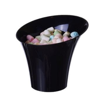 Plastični lončki za sladico Diagonalni rog lonček 170ml/25kos ČRNI