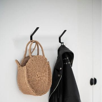 shumee Stenski obešalnik za plašče za hodnik, črne barve, 130 mm, 2 kosa.