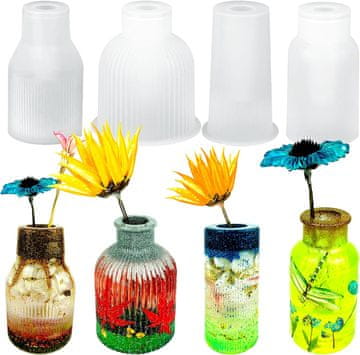 shumee Silikonski kalupi za vaze iz epoksidne smole, 4 oblike, komplet 4 kosov