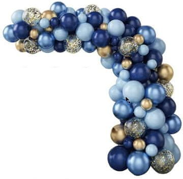 shumee Komplet 133 balonov in traku v temno modri in zlati barvi z baloni
