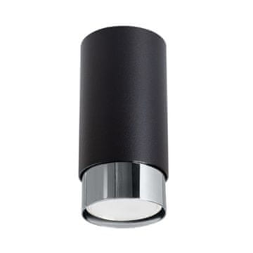 shumee Moderna stropna svetilka 12,5 cm črna/krom okrogla za kuhinjo v predsobi 1xGU10 10W NERO Sollux Lighting