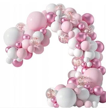 shumee Komplet rožnato-belih balonskih girland, 107 balonov in lepilnega traku
