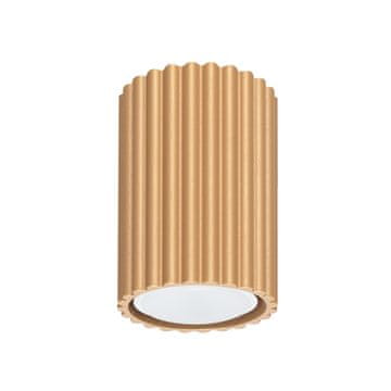SOLLUX lighting Moderna okrogla stropna svetilka z žlebljenim vzorcem zlata, cev 10 cm, za kuhinjo, predsobo, 1xGU10 10W KARBON Sollux Lighting