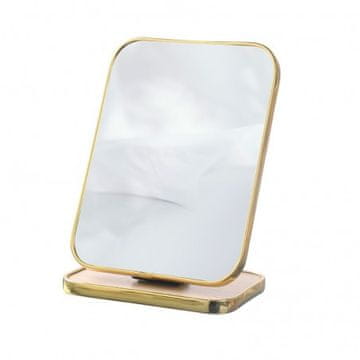 shumee ECARLA stoječe kozmetično ogledalo, enostransko, zlat okvir, 15x20 cm, D19