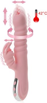 shumee VIBRATOR RABBIT, OGREVAN NA 42°C, DRSNI IN VRTEČNI, STIMULIRA KLITOS IN G-TOČKO - 75519351