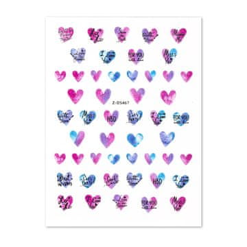 shumee Nalepke za nohte tanke samolepilne srčke ZD5467 vijolične