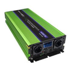 Qoltec Monolith napetostni pretvornik | Polnjenje baterij | UPS | 2000 W | 4000 W | 12 V do 230 V | Čisti sinus | LCD