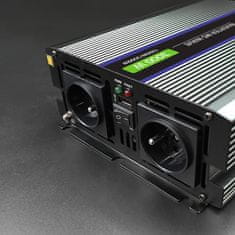 Qoltec Monolith 3000 MS valovni pretvornik napetosti | 12 V na 230 V | 1500/3000 W | USB