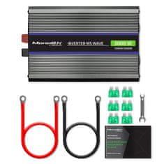 Qoltec Monolith 3000 MS valovni pretvornik napetosti | 12 V na 230 V | 1500/3000 W | USB