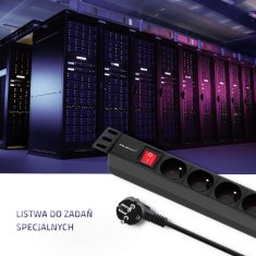 Qoltec PDU podaljšek za 19'' RACK | 1U | 16A | 8xFRENCH | 2m