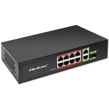 shumee Qoltec STIKALO HITRO Ethernet PoE omrežno stikalo 8x RJ45 PoE 2x RJ45 uplink 1x SFP | 120 W | 1000 Mb