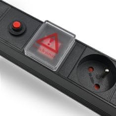 shumee Qoltec PDU podaljšek z zaščito pred preobremenitvijo za 19" RACK | 1U | 16A | 8xFRENCH | 2m