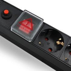Qoltec PDU podaljšek z zaščito pred preobremenitvijo za 19" RACK | 1U | 16A | 6xSCHUKO | 2m