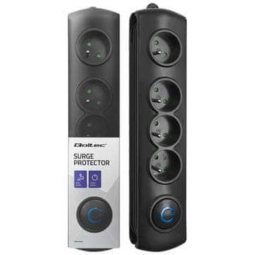 shumee Qoltec prenapetostna zaščita, razdelilnik | 4 vtičnice | 1,5 m | črne barve