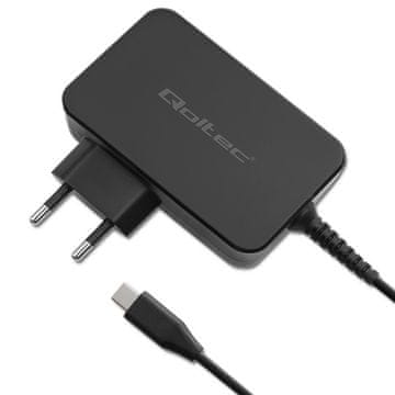 shumee Polnilnik Qoltec GaN POWER PRO | 1x USB-C | 90 W | 5–20 V | 3–4,5 A | Prenosnik | Pametni telefon | Črna