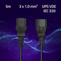 Podaljševalni kabel Qoltec IEC C13/C14 | 3x1,00 mm² | 5 m