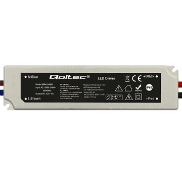 Qoltec LED stikalni napajalnik IP67 | 60W | 12V | 5A | Vodoodporen | Bel