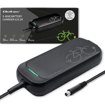 Qoltec hitri polnilnik za električni skuter in kolo XIAOMI 36V | 42V | 2A | 8,0*8,0 mm + pin | vodoodporen + napajalni kabel