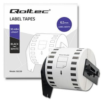 Qoltec Qoltec trak za BROTHER DK-22205 | 62 mm x 30,48 m | Bel/črni tisk | Rola z ročajem
