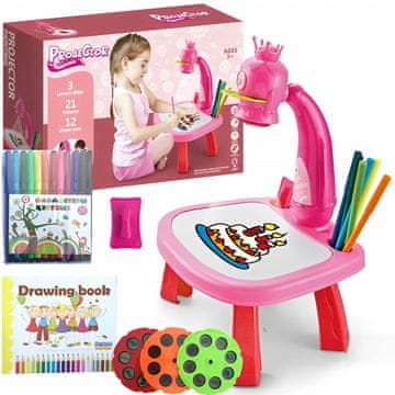 shumee PROJEKTOR ZA UČENJE RISANJA ROZA NAMIZNI SKICIRNIK VZORCI MARKERJI