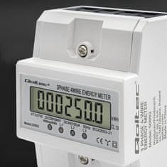 Qoltec Trifazni elektronski števec | Števec porabe energije za DIN letev | 400 V | 100 A | LCD | 4P