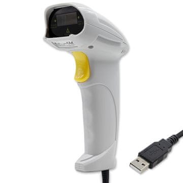 Qoltec 1D čitalnik črtne kode | EAN | USB | bel