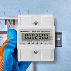 Qoltec Trifazni elektronski števec | Števec porabe energije za DIN letev | 400 V | 100 A | LCD | 4P